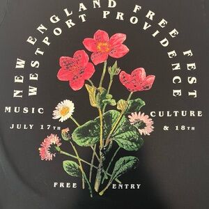 Denim & Flower Striped Tee with Black Accents